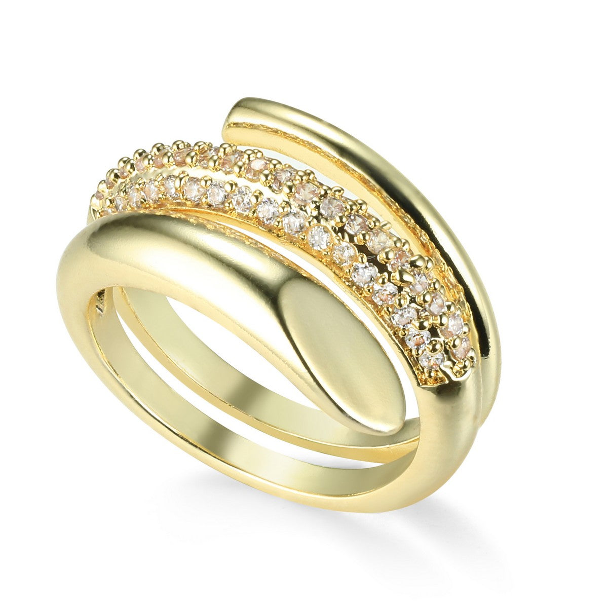 Golden Tri-Band Diamante Ring YV21021YGD