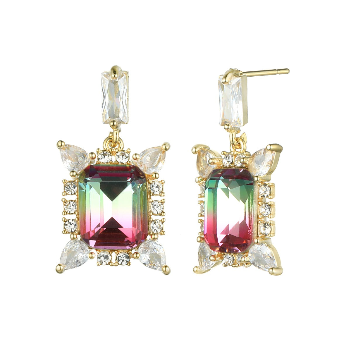 Gold Gem Earrings with Diamantes YX12001YGD