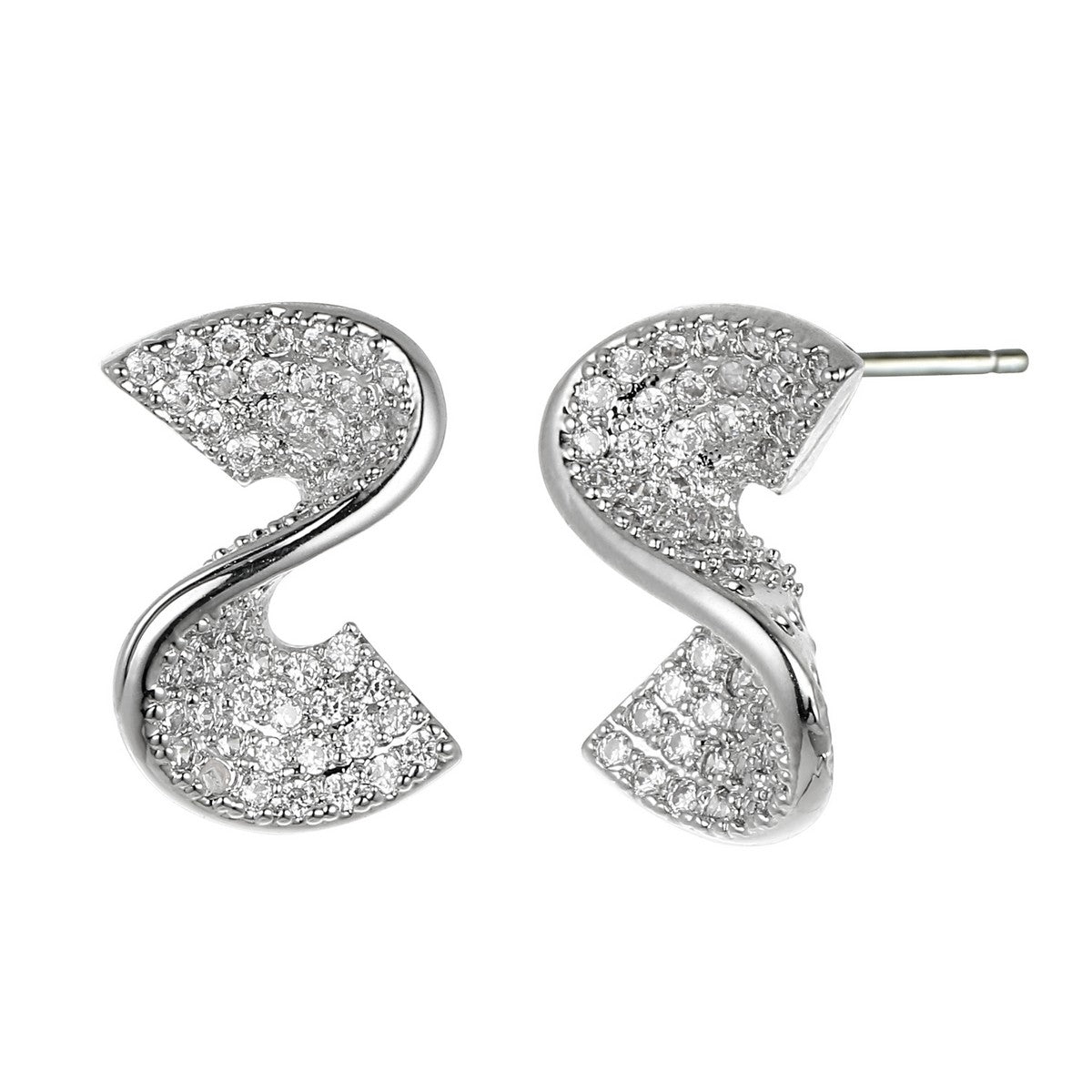 Silver Twist Design Gold Plated Earrings with Diamantes YX12007SLR