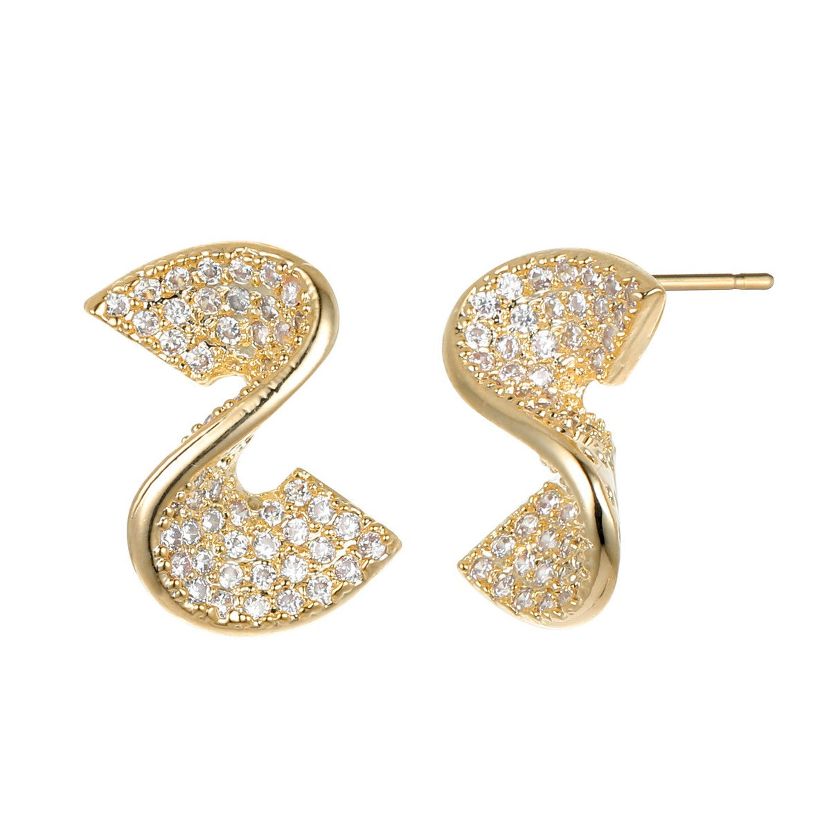 Twist Design Gold Plated Earrings with Diamantes YX12007YGD