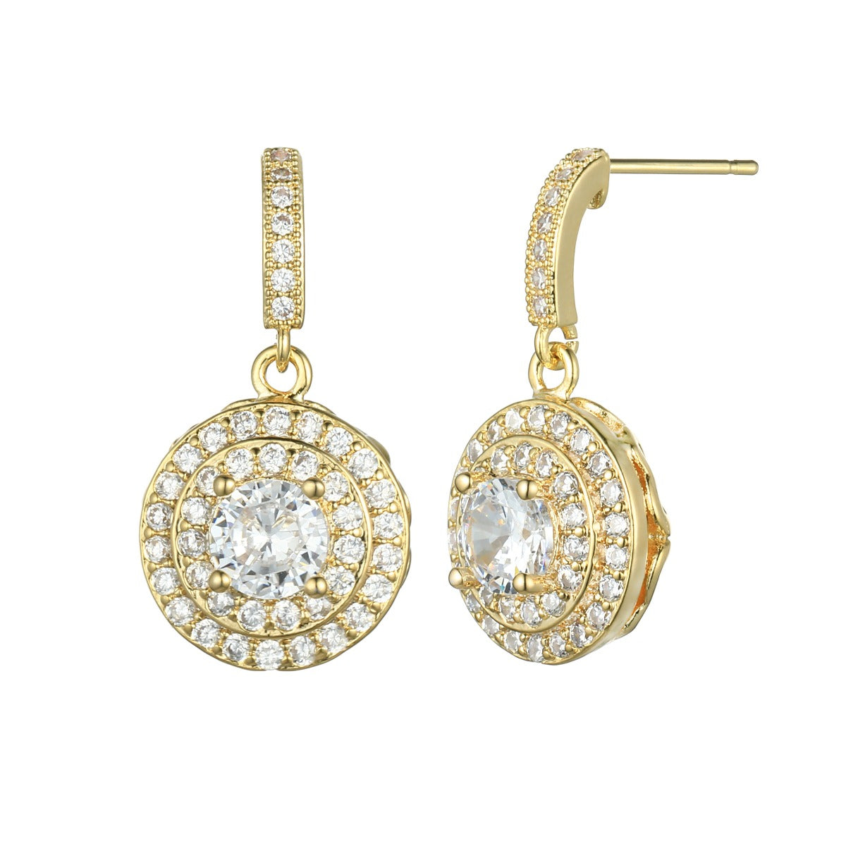 Gold Plated Small Dangly Earrings with Gem YX12016YGD