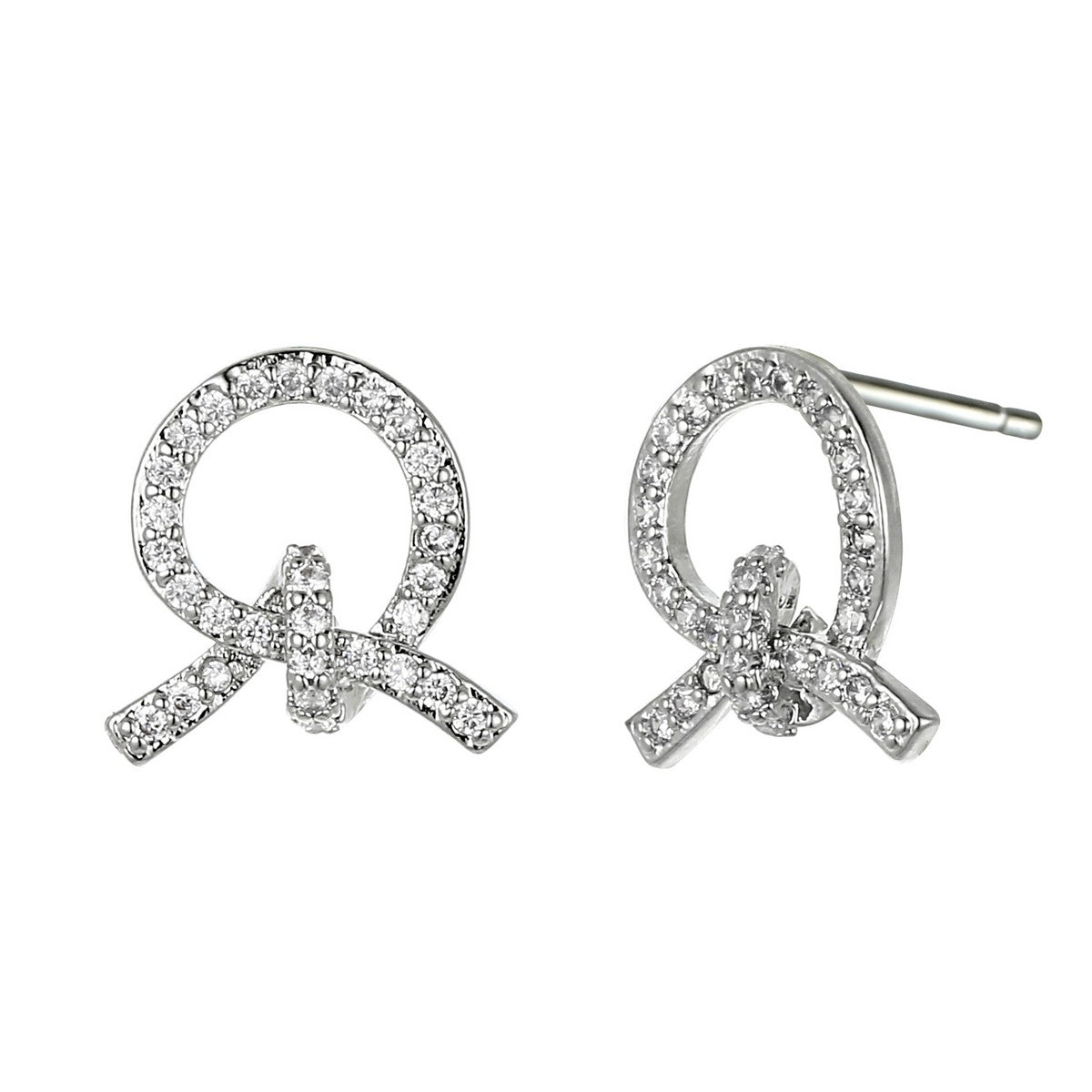 Silver Gold Plated Twist Earrings with Diamantes YX12026SLR