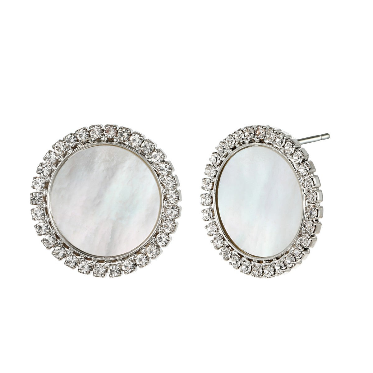 Silver Gold Plated Stud Earrings with Diamante Details YX12031SLR