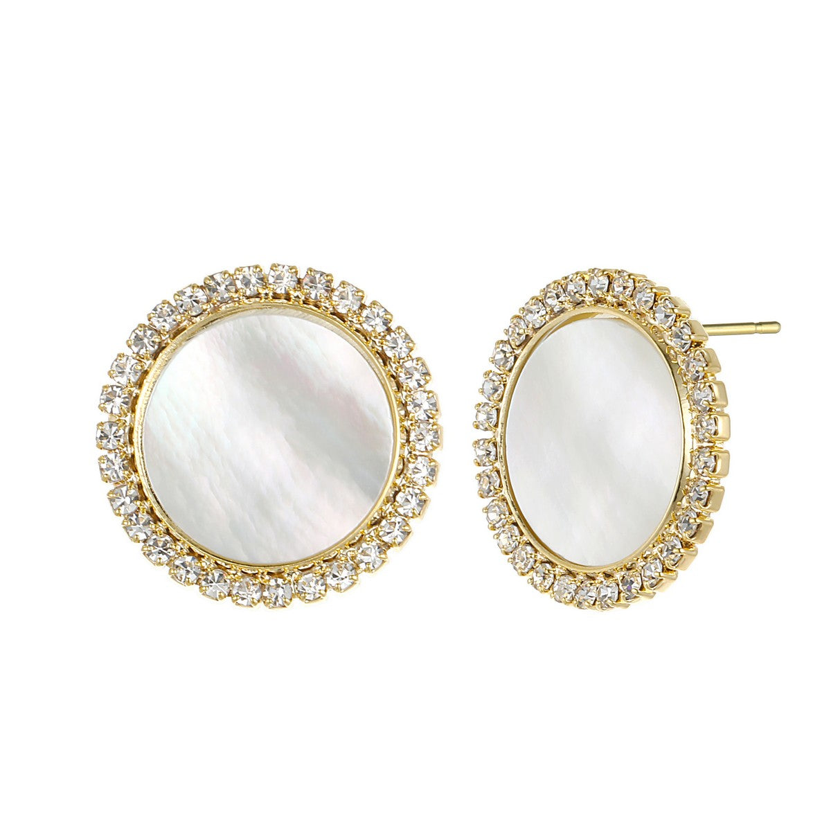Gold Plated Stud Earrings with Diamante Details YX12031YGD