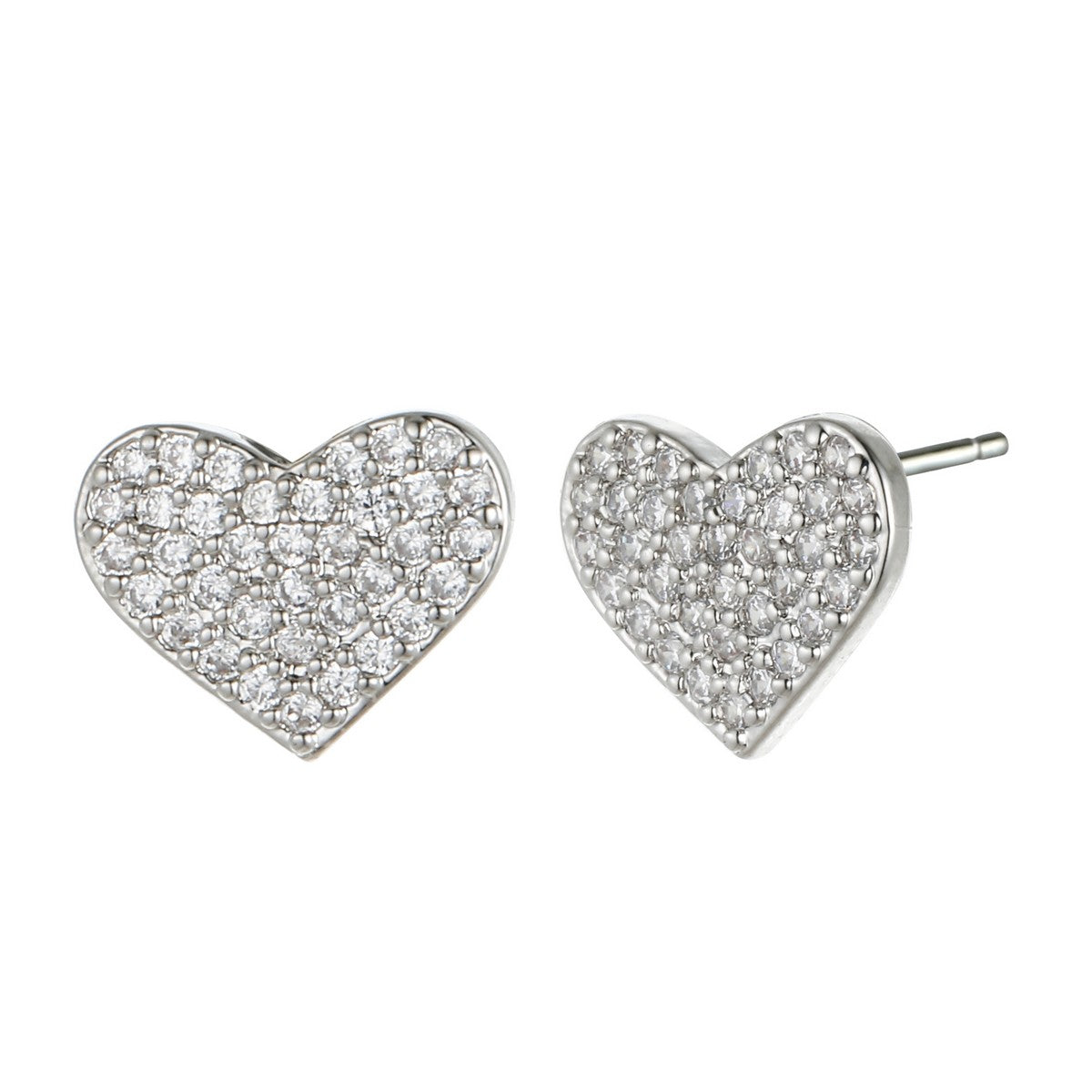 Silver Diamante Heart Earrings YX12035SLR