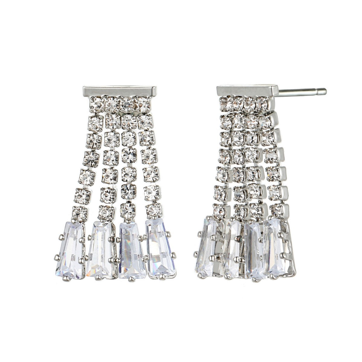 Silver Gold Plated Dangly Diamante Earrings YX12041SLR