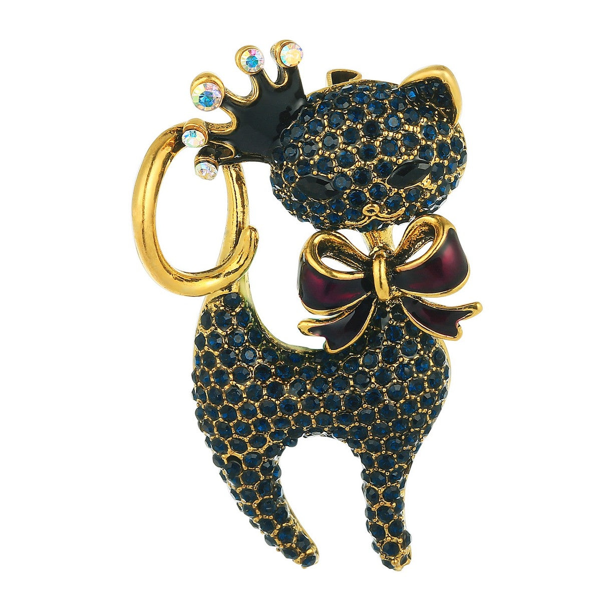 Cat Brooch - Gold-Blue (YX39010YGD)