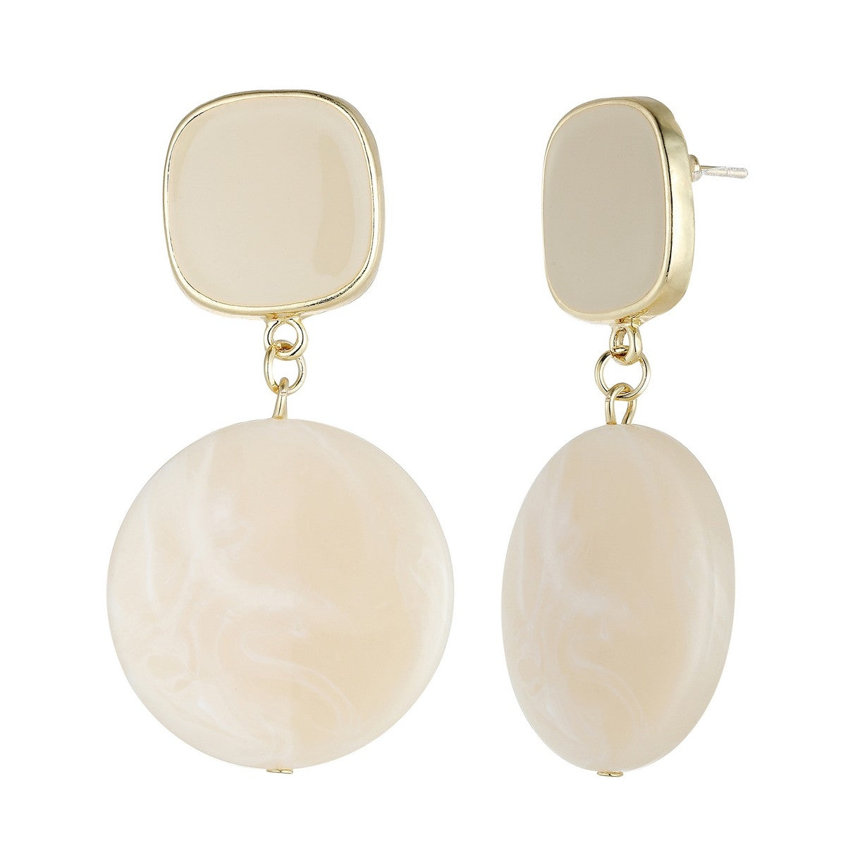 Minimalist Cream Dangly Earrings YY10005CRM