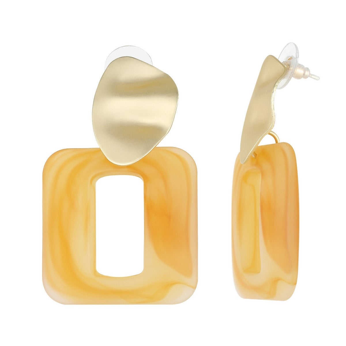 Chunky Square Fashion Earrings - Yellow YY10006BGE