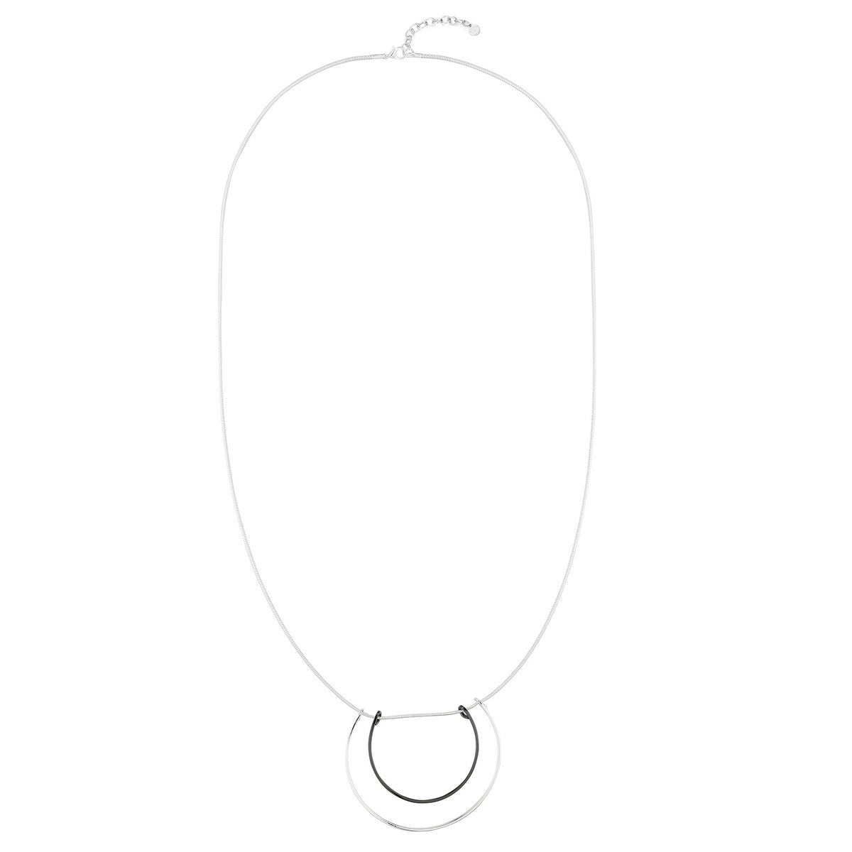 Dome Geometric Long Necklace - Silver-Black (YZ28008BLK)