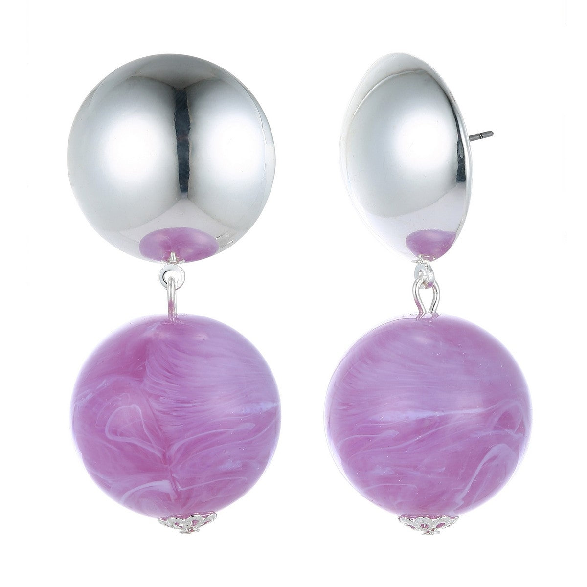 Ball Drop Earrings - Silver-Purple (YZ29808PUR)