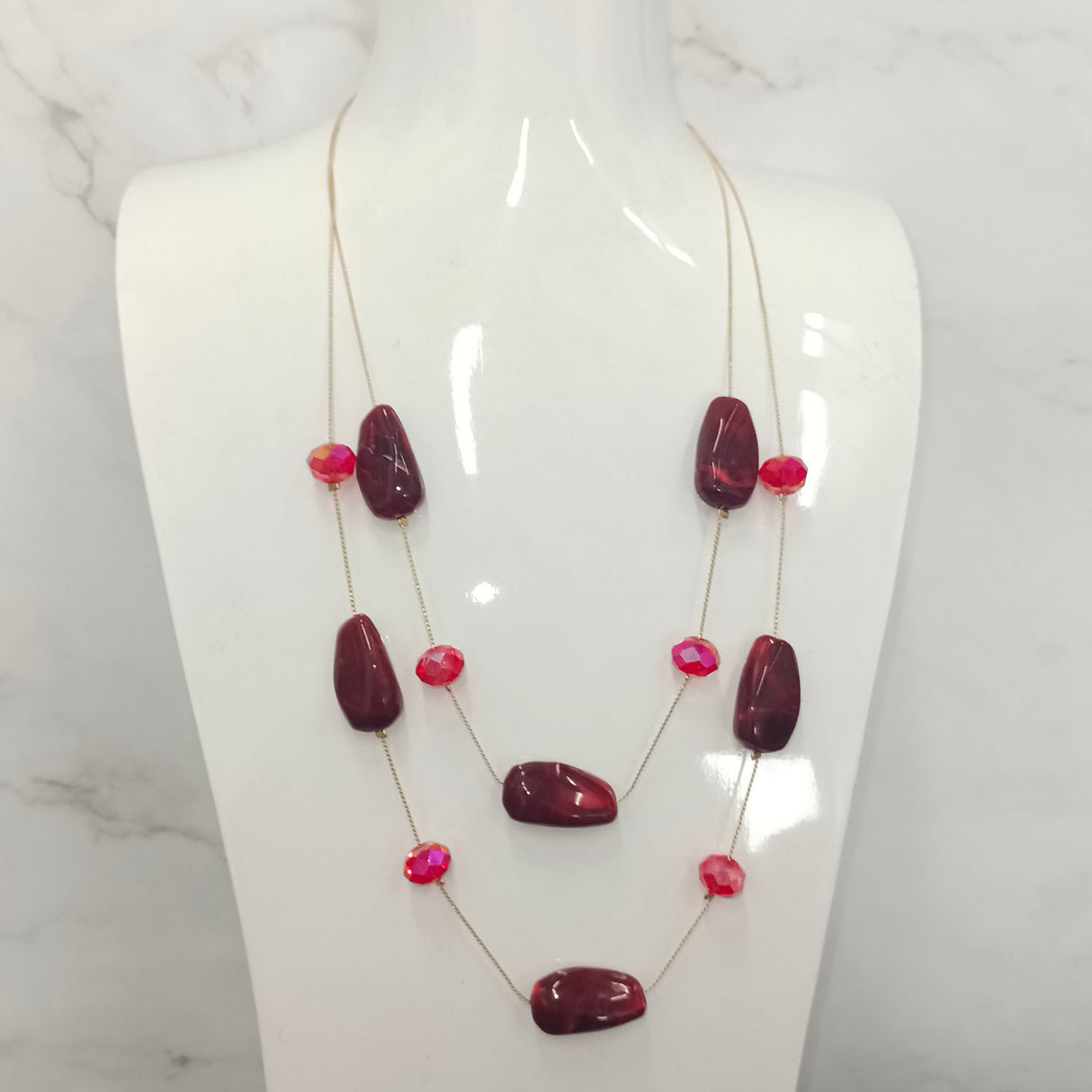 Double-Layer Statement Beaded Necklace