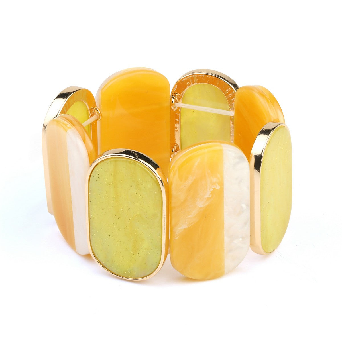 Yellow and White Resin Stretchy Bracelet YA12906YEL