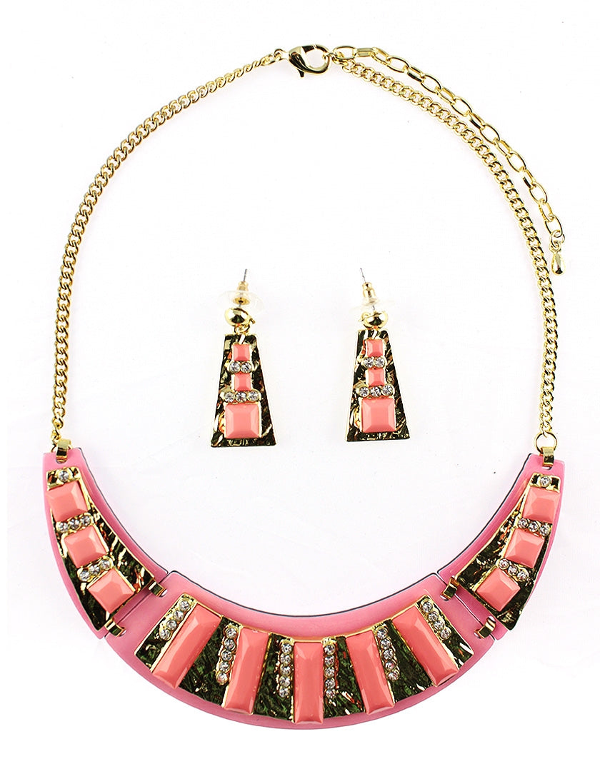 Diamante Collar Necklace - Pink (YK1408013PK)