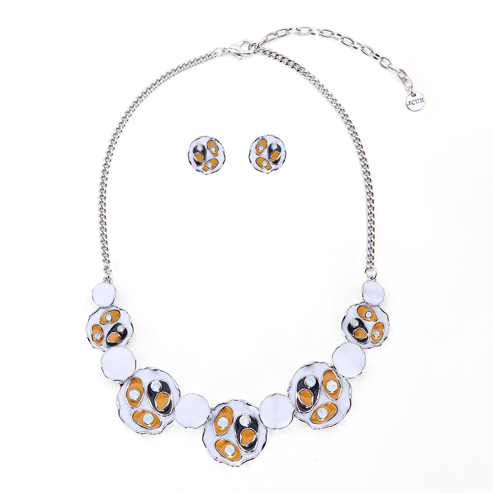 Coloured Circles Necklace Set - White (YK2511003GY)