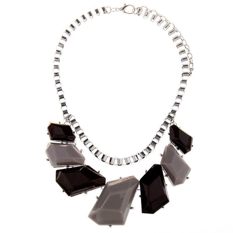 Shapes Collar Necklace - Silver-Grey (YM1503018SG)