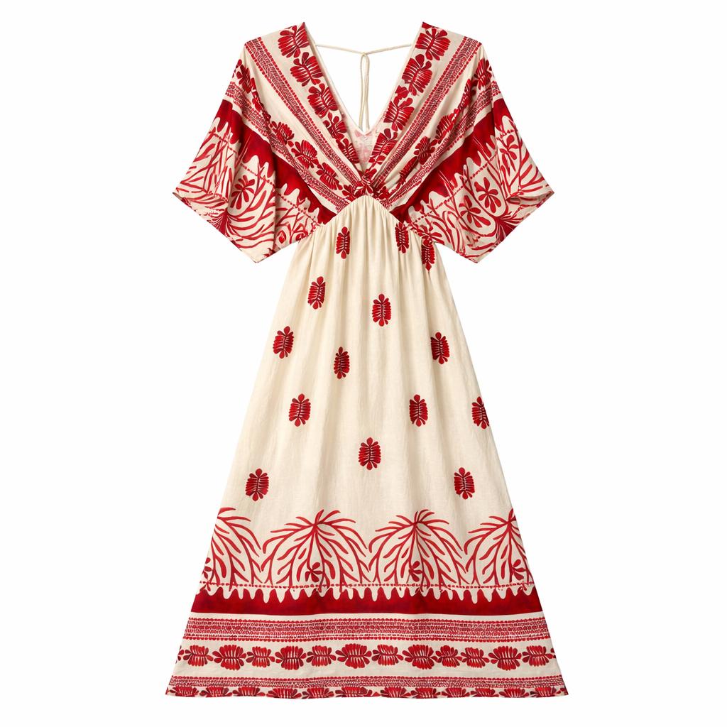 BOHO BREEZE V NECK MAXI DRESS SIZE 12-22
