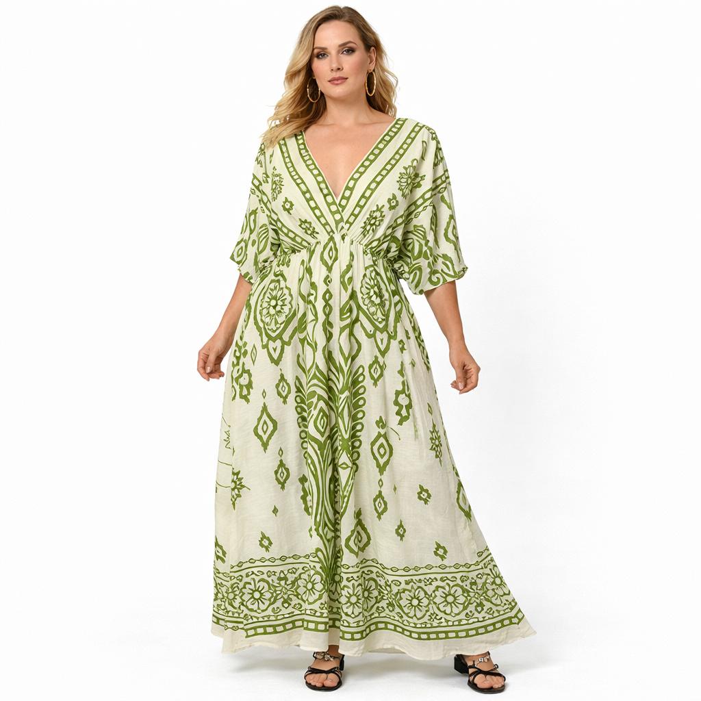 BOHO BREEZE V NECK MAXI DRESS SIZE 12-22