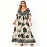 BOHO BREEZE V NECK MAXI DRESS SIZE 12-22