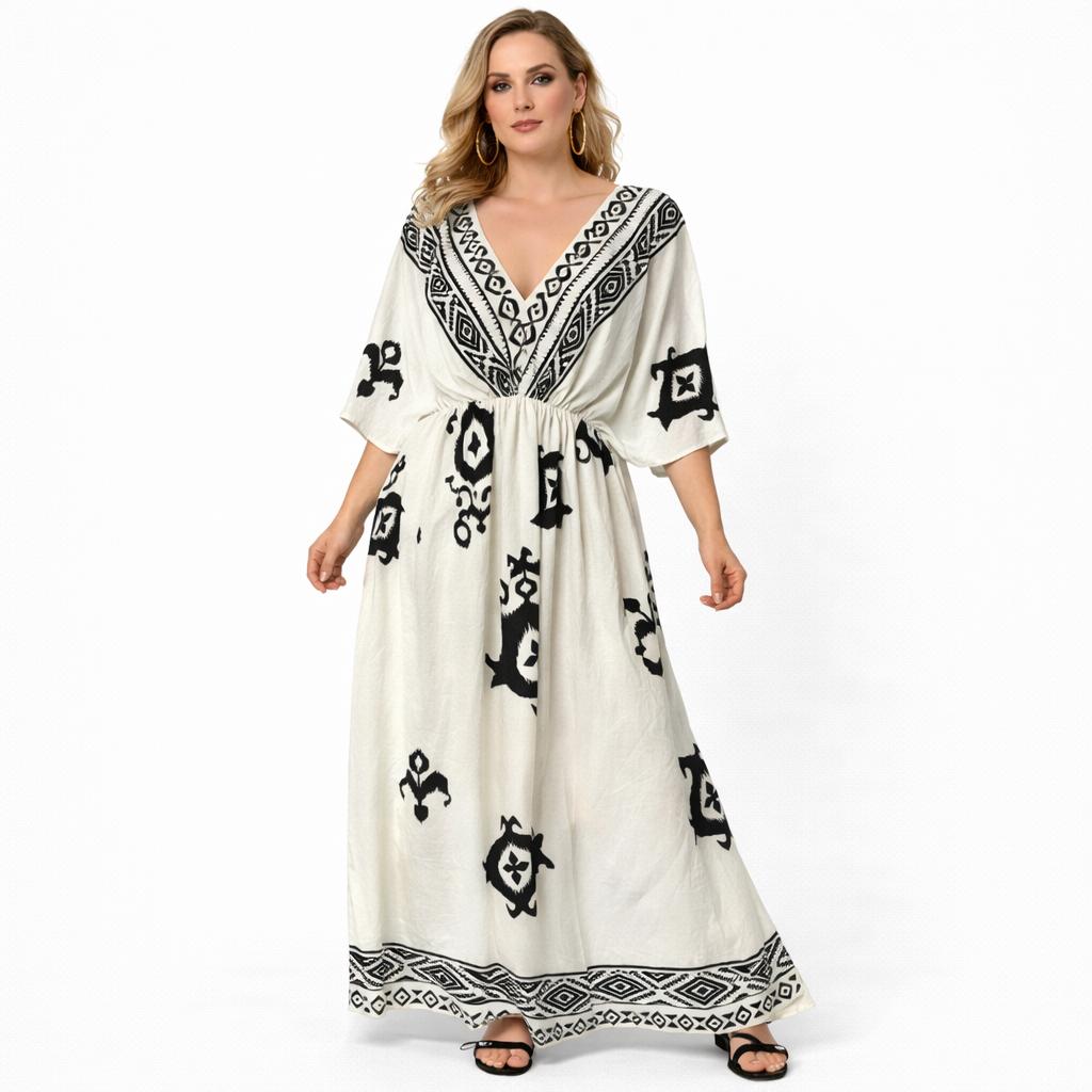 BOHO BREEZE V NECK MAXI DRESS SIZE 12-22