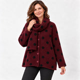 Oversized Polka Dot Knit Jumper & Reversible Scarf 2 Piece Set