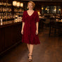 RUFFLE MIDI DRESS V-NECK BUTTERFLY RUFFLE HEM ONE SIZE 12-22 Fits All