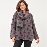 Oversized Polka Dot Knit Jumper & Reversible Scarf 2 Piece Set