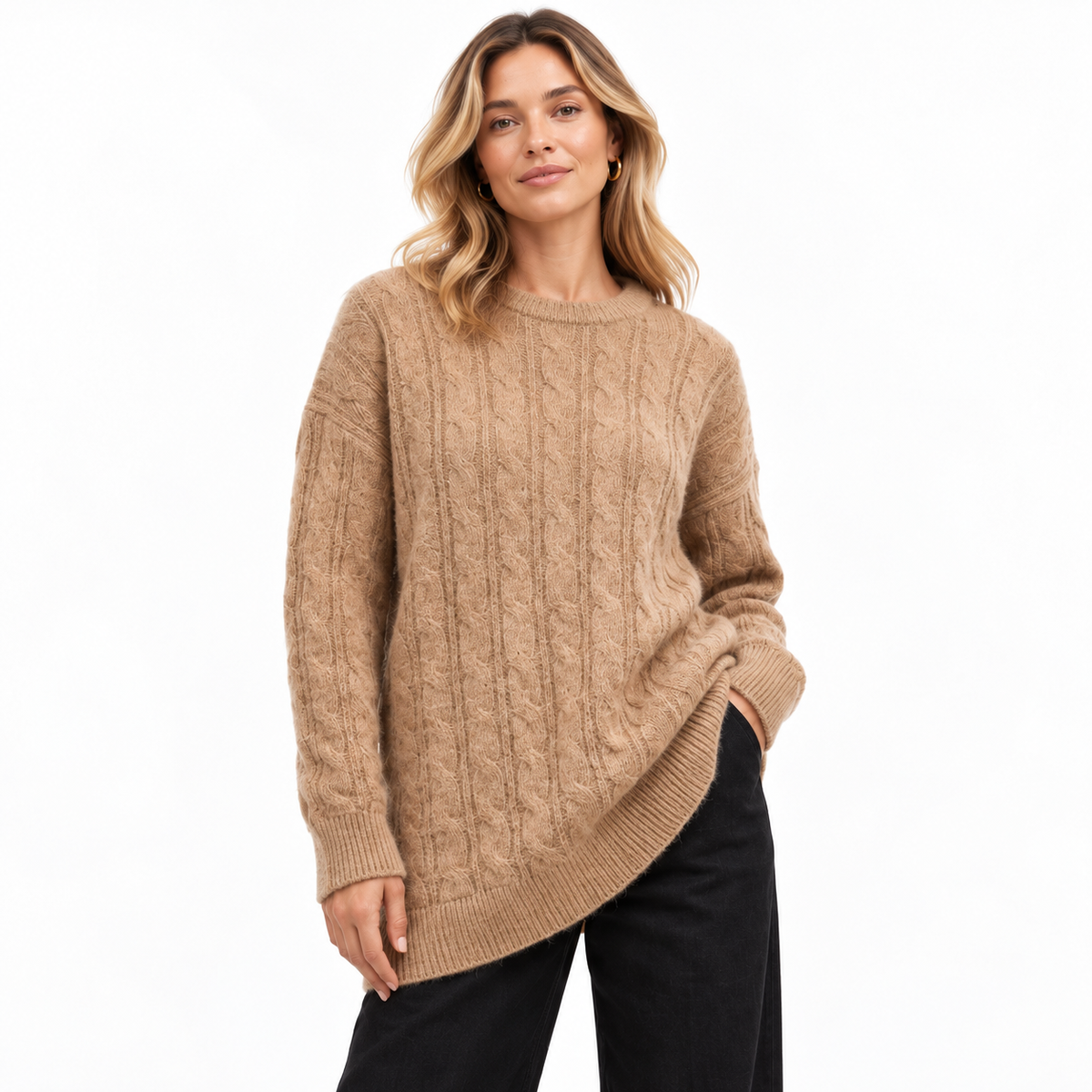 Oversized Chunky Soft Fluffy 3D Textured Cable Knit Jumper