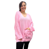 LADIES OVERSIZED CHUNKY KNIT JUMPER COCOON SHAPE MOHAIR CHUNKY KNIT SOFT AND FLUFFY MOHAIR WOOL BLEND