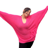 LADIES OVERSIZED CHUNKY KNIT JUMPER COCOON SHAPE MOHAIR CHUNKY KNIT SOFT AND FLUFFY MOHAIR WOOL BLEND