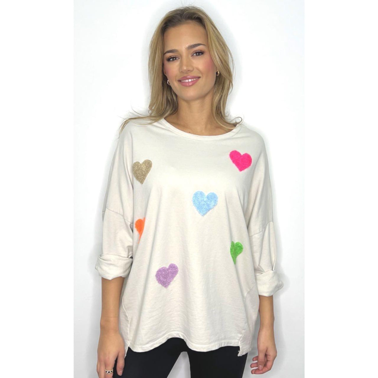 SWEETHEARTS EMBROIDERIED RELAXING FIT SWEATSHIRT ONESIZE FITS ALL 8-16