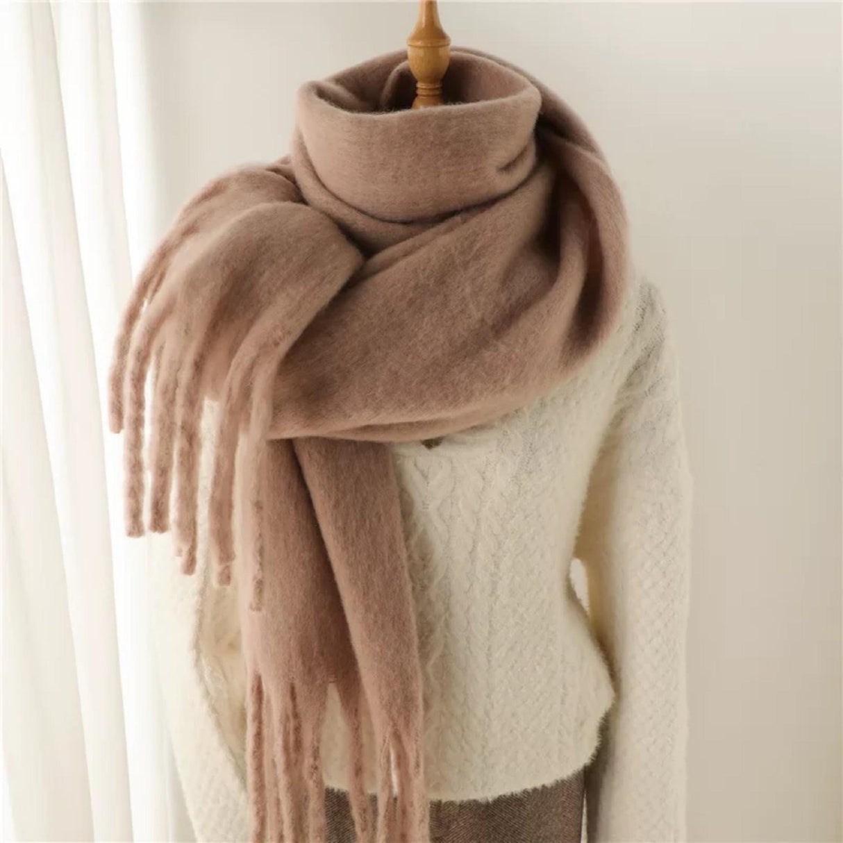 Fluffy Scarves With Chunky Tassels Super Soft Super Fluffy Cosy And Warm