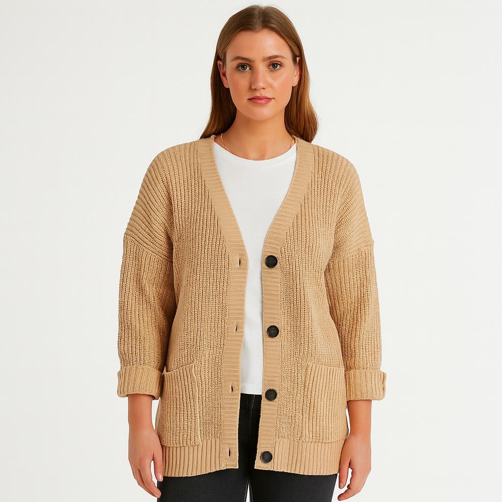 Oversized Chunky Knit Ladies Cardigan One Size Fits All UK Size 12-22