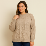 Chunky Cable Knitted Oversized Stretchy Winter Pullover Jumper