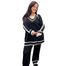 Cozy Knitted Set with Contrast Trim and Super Stretchy Straight Leg Pants - Onesize Fits All