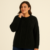 Chunky Cable Knitted Oversized Stretchy Winter Pullover Jumper