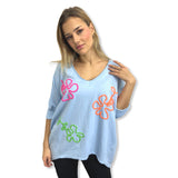 OVERSIZED STRIP 3/4 length multi hearts sweatshirts 100% cotton, plus size 10-24