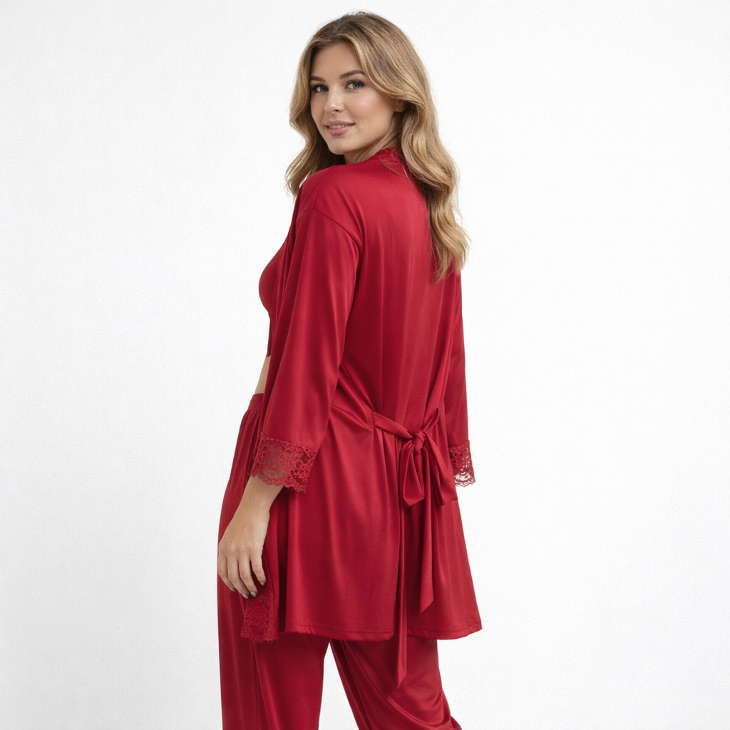 Luxury Silk Feel Lace Trim Lounge Set UK Size 10–24