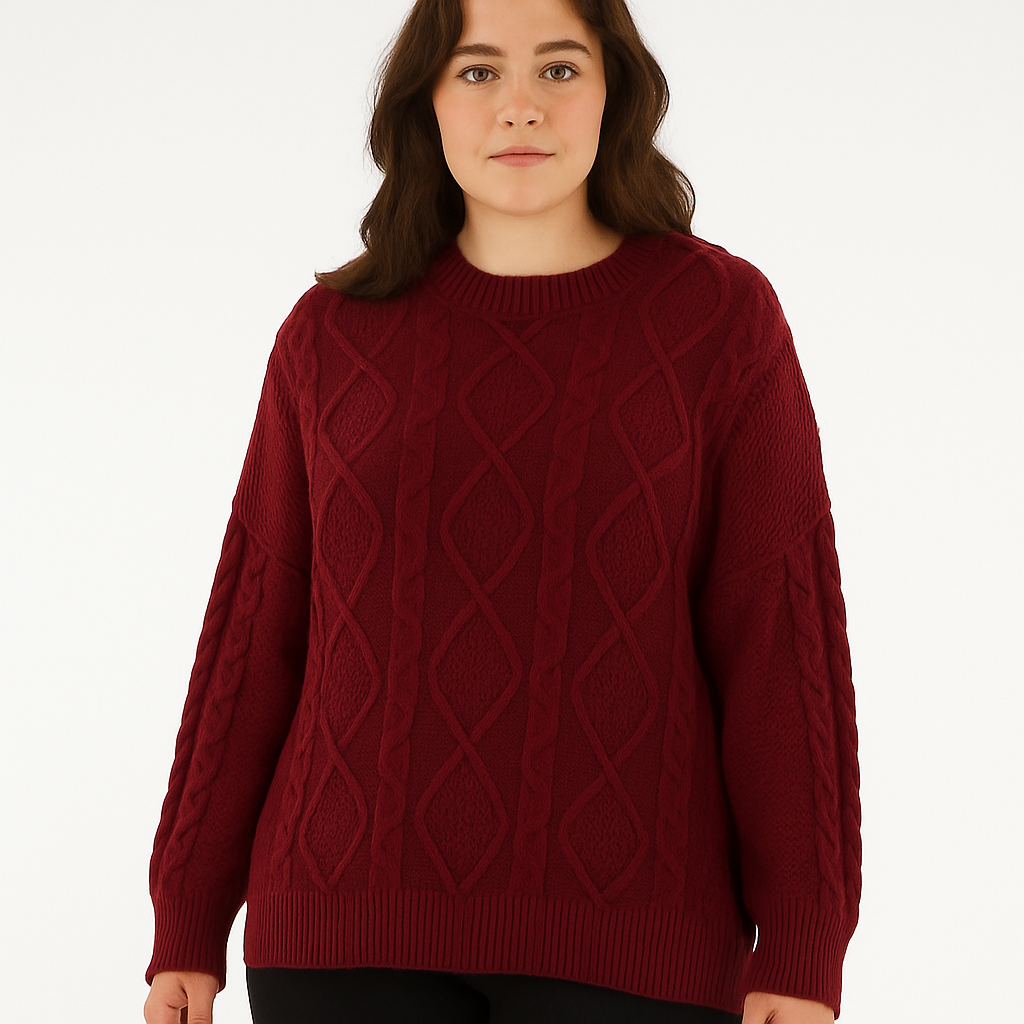 Chunky Cable Knitted Oversized Stretchy Winter Pullover Jumper