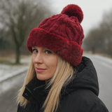Women's Faux Fur Winter Pom Pom Hat SUPER SOFT SUPER COZY Plush warm lining inside