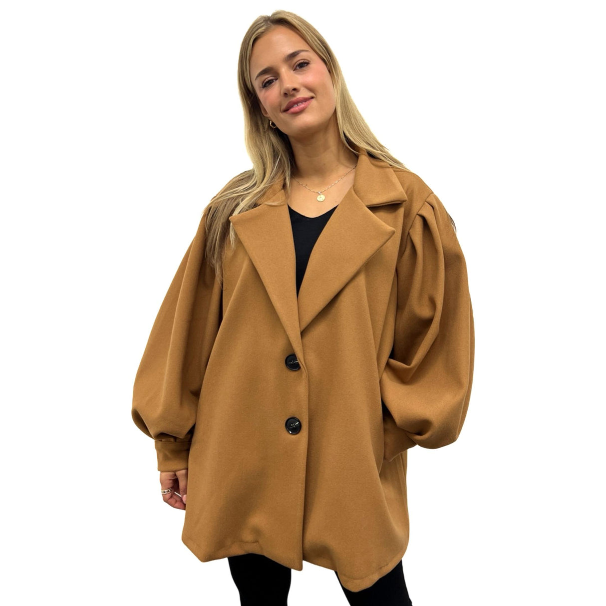 PUFF SLEEVES WOOLEN PEA COAT SUPER SOFT X-LARGE PUFF SLEEVES SHORT COAT