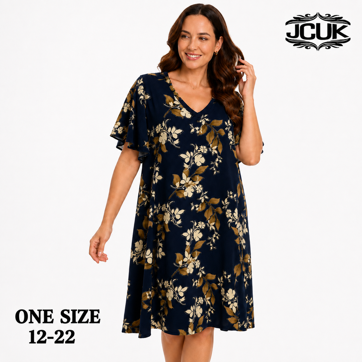 Women's Sparkle Floral Midi Dress - UK Size 12-22