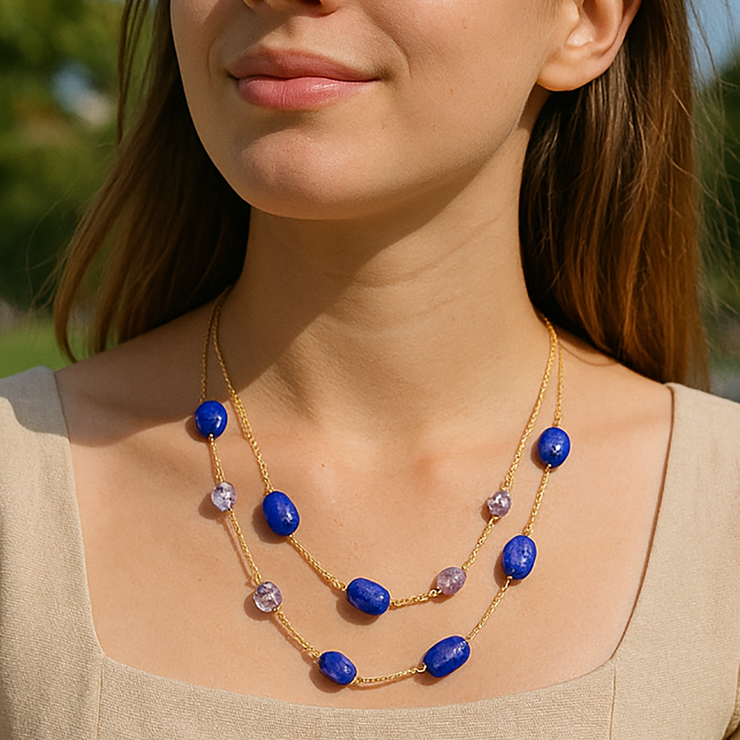 Crystals Double-Layer Necklace