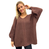 KNITTED JUMPER COCOON SHAPE CHUNKY CABLE KNITTED OVERSIZED JUMPER BISHOP SLEEVES