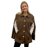 CAPE COZY COAT EVERYDAY LADIES WOOLEN CAPE COAT BUTTON FASTEN SUPER STYLISH