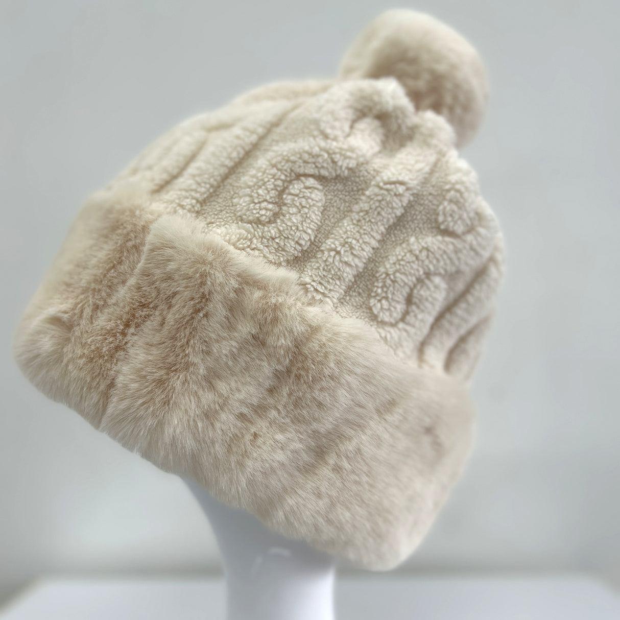 Women's Faux Fur Winter Pom Pom Hat SUPER SOFT SUPER COZY Plush warm lining inside