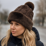 Women's Faux Fur Winter Pom Pom Hat SUPER SOFT SUPER COZY Plush warm lining inside