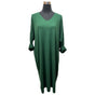 KNITTED MIDI DRESS LADISE BATWING COCOON SHAPE V-NECK FINE KNITTED TOP DRESS