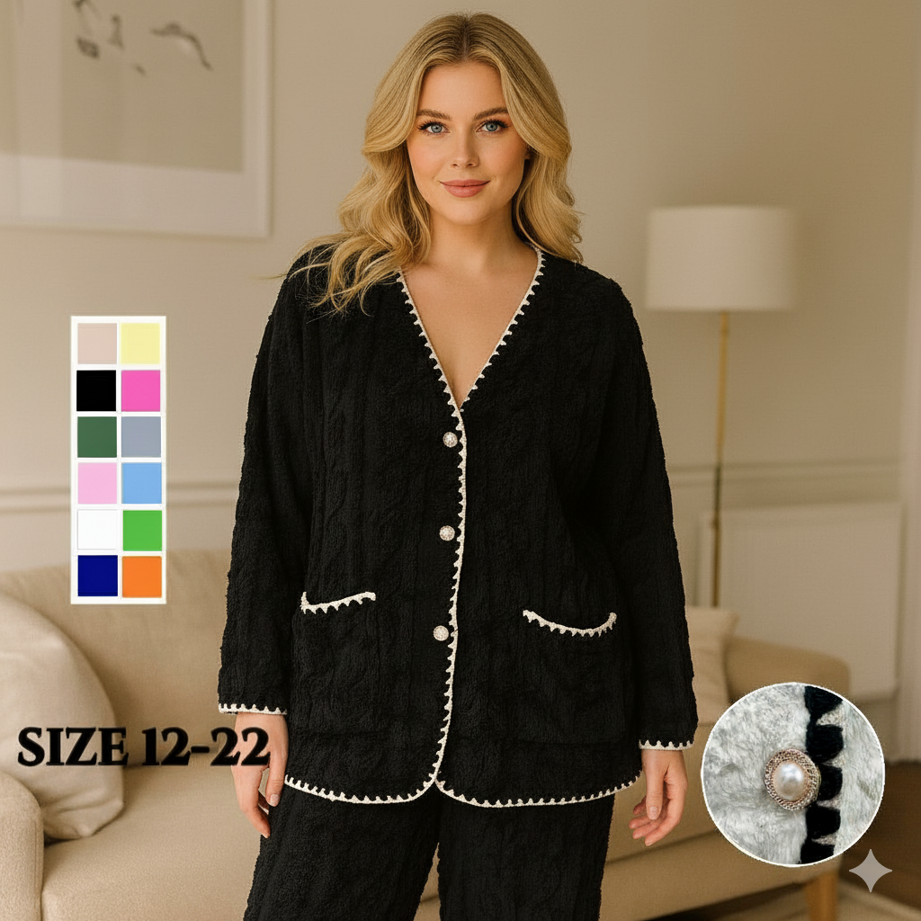 Ultra Lightweight Soft Plush Embossed Lounge Set - Size 12-22