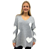 CABLE KNIT JUMPER HEART CONTRAST CHUNKY CABLE KNIT OVERSIZED JUMPER COCOON SHAPE